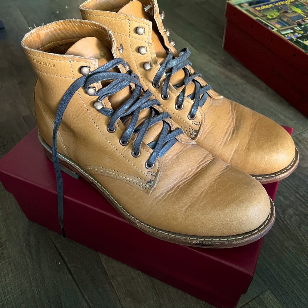Wolverine 1000 Mile Tan Utica Lace-Up Boots Sz 10